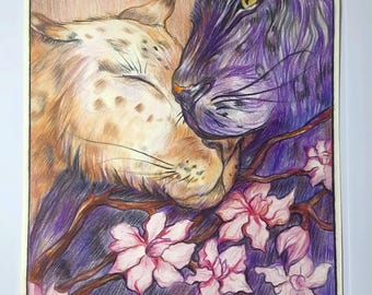 Zärtlichkeit. Original Handgezeichnete Kunstwerke