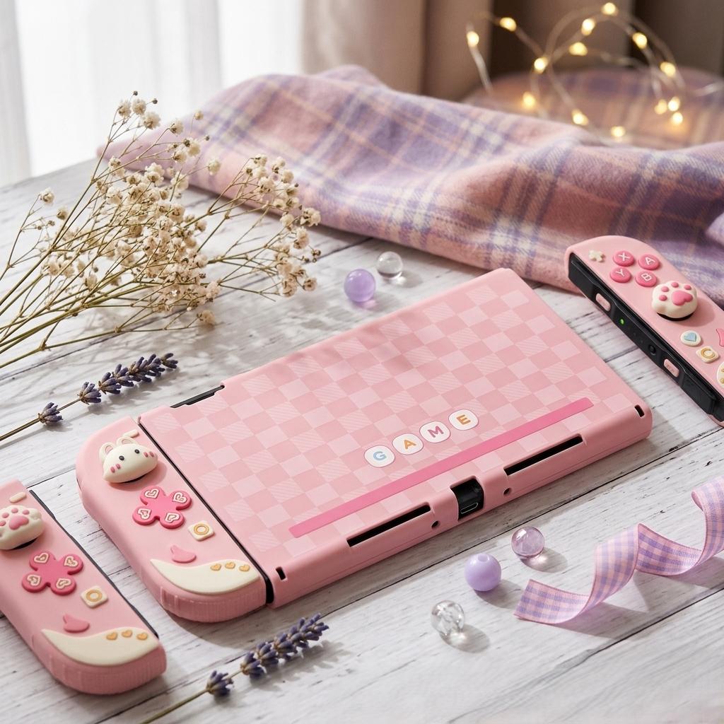 Nintendo Rabbit Pink Switch 2 Silicone Case Set Screen Protector, Kawaii Pink Bunny Soft ...