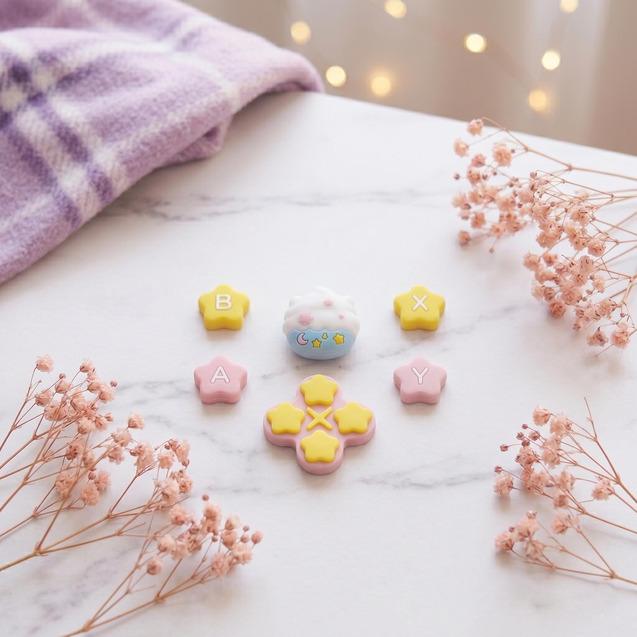 Switch 2 Button Caps Set, Kawaii Silicone Thumb Grips D-pad ABXY ...