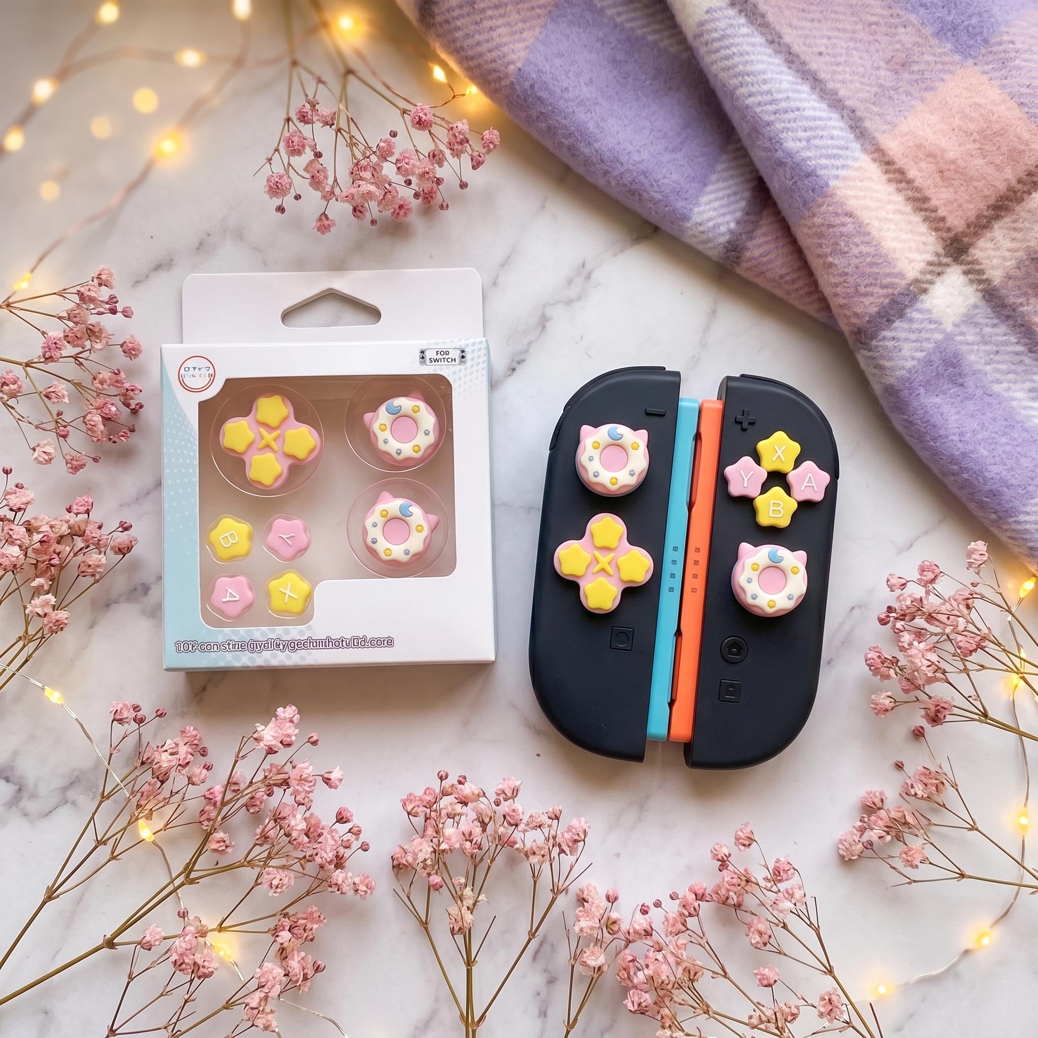 Switch 2 Button Caps Set, Kawaii Silicone Thumb Grips D-pad ABXY ...