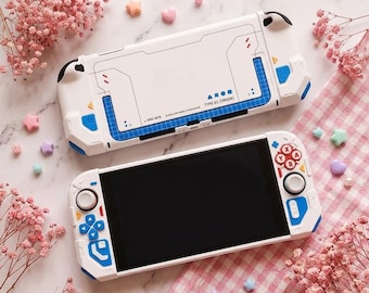 Switch 2 Hülle in Blau-Weiß (Colorblock), süße Nintendo Switch 2 Hülle im sportlichen Split-Design, zweifarbige Joy-Con Hülle – cooles Gamer-Geschenk im Kawaii-Stil