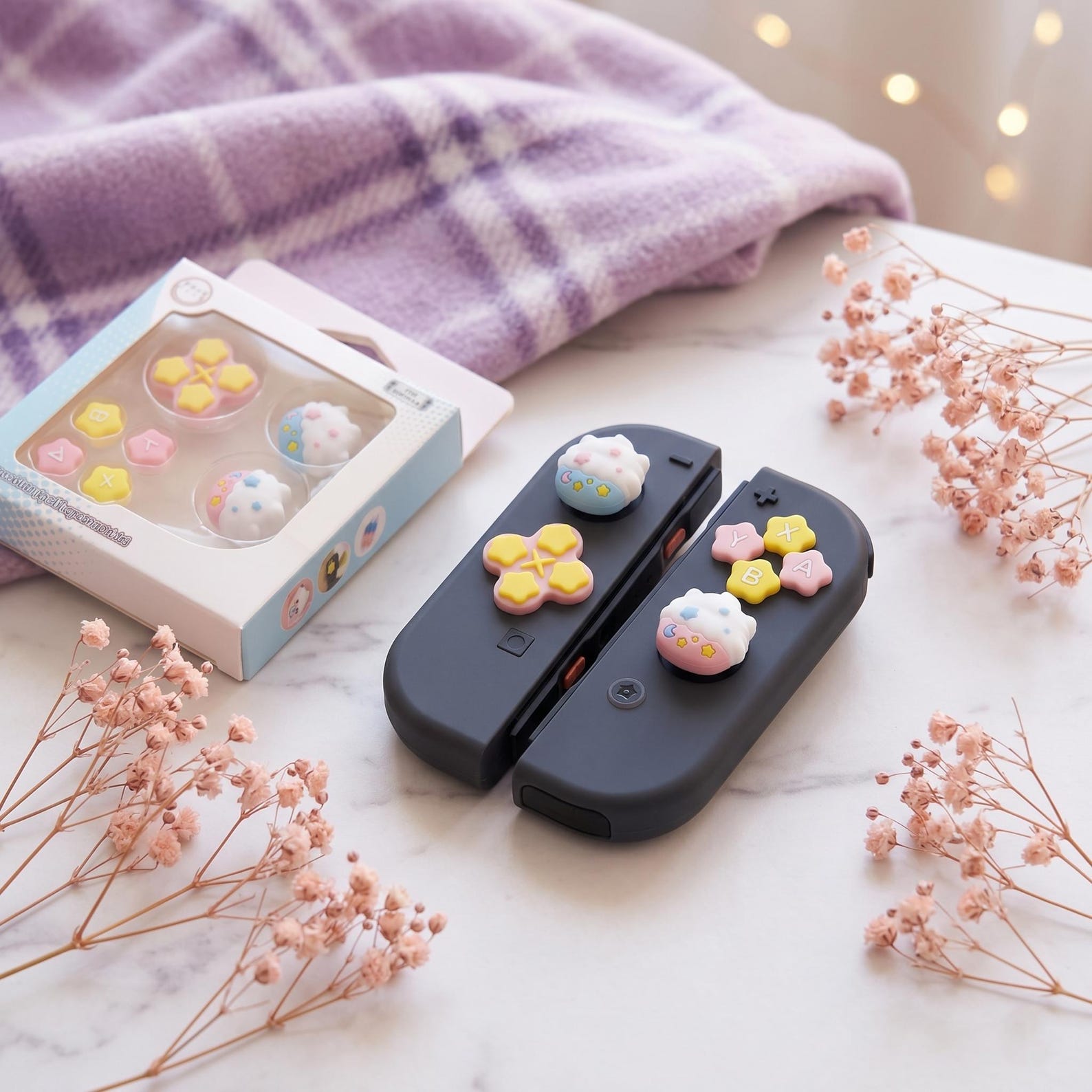 Switch 2 Button Caps Set, Kawaii Silicone Thumb Grips D-pad ABXY ...