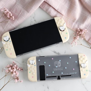 Switch 2-hoesje kawaii ster helder, schattig Nintendo Switch 2 skin zachte hoes OLED, switch 2-grepen boog duimkappen schermbeschermer gamer cadeau