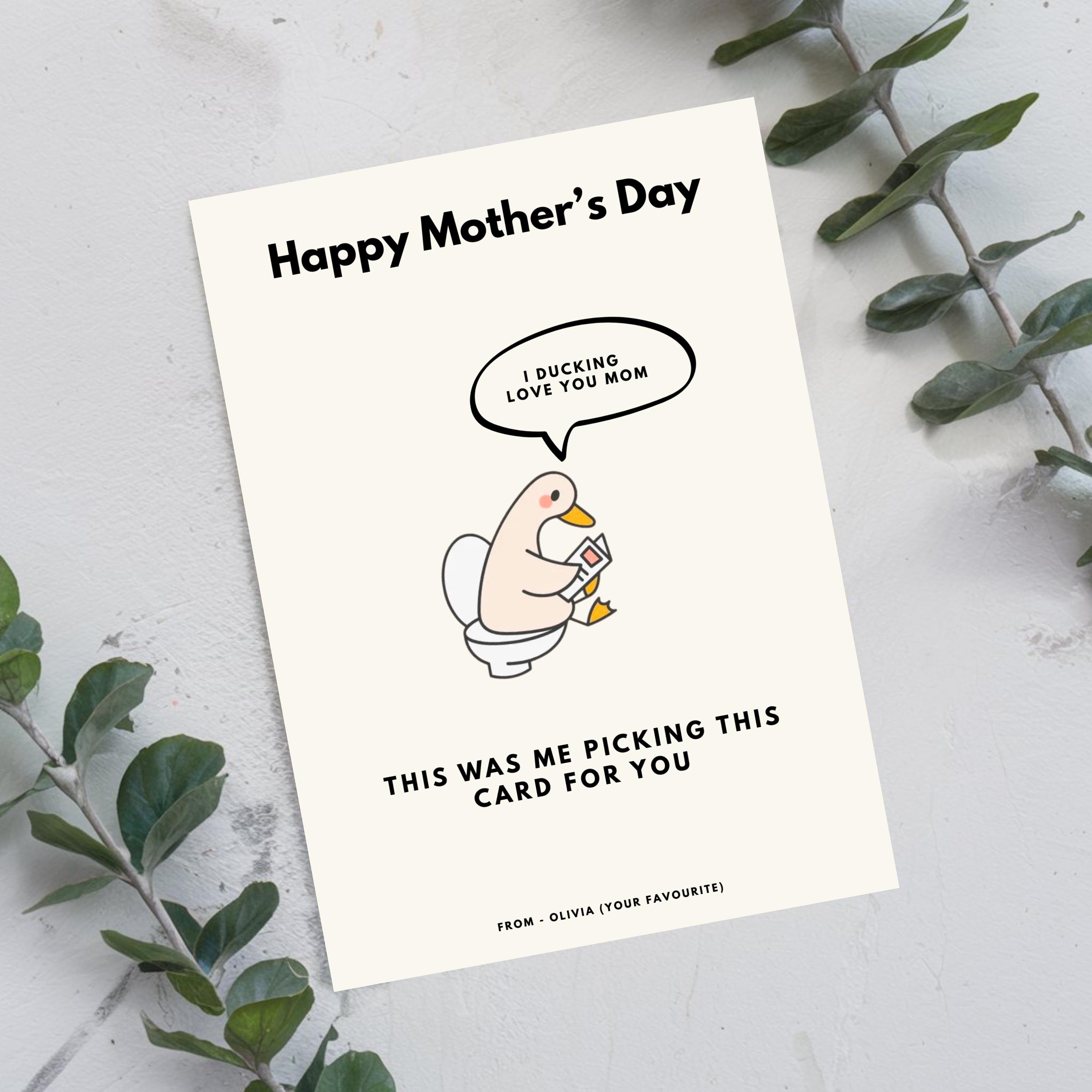 Funny Mothers Day Card for Mom | Printable Digital Canva Template ...