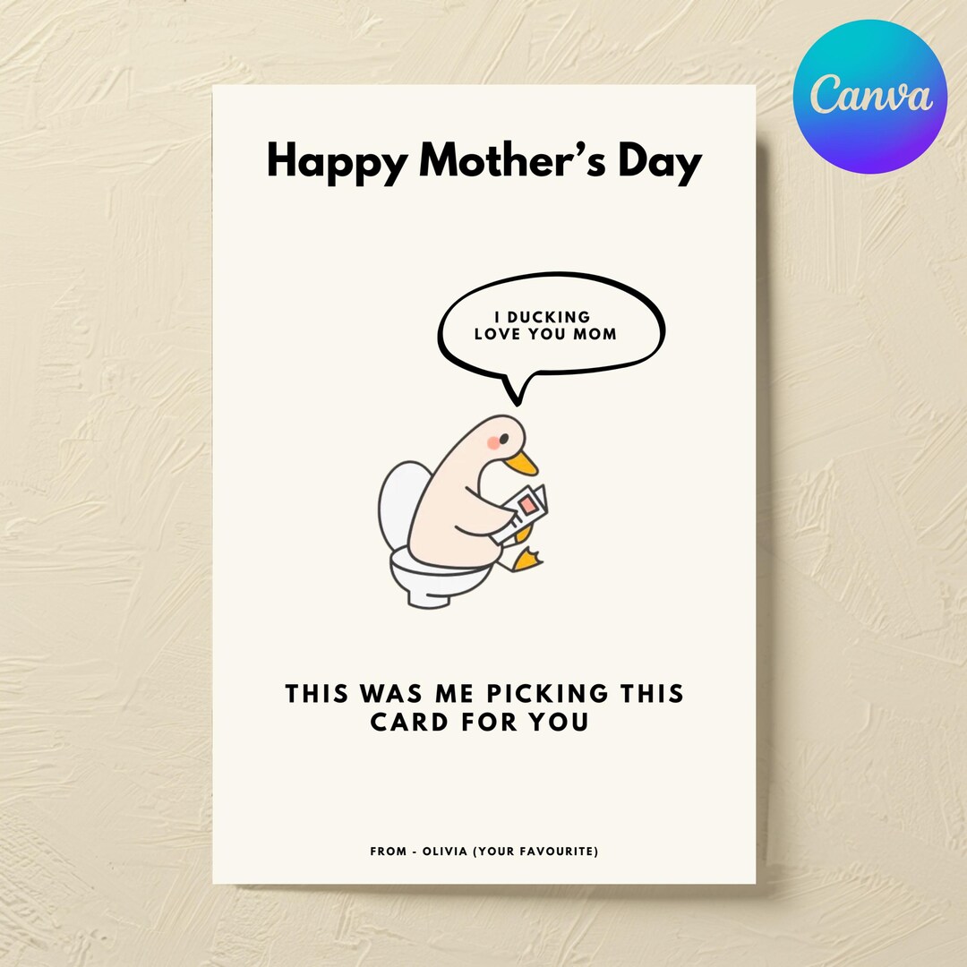Funny Mothers Day Card for Mom | Printable Digital Canva Template ...
