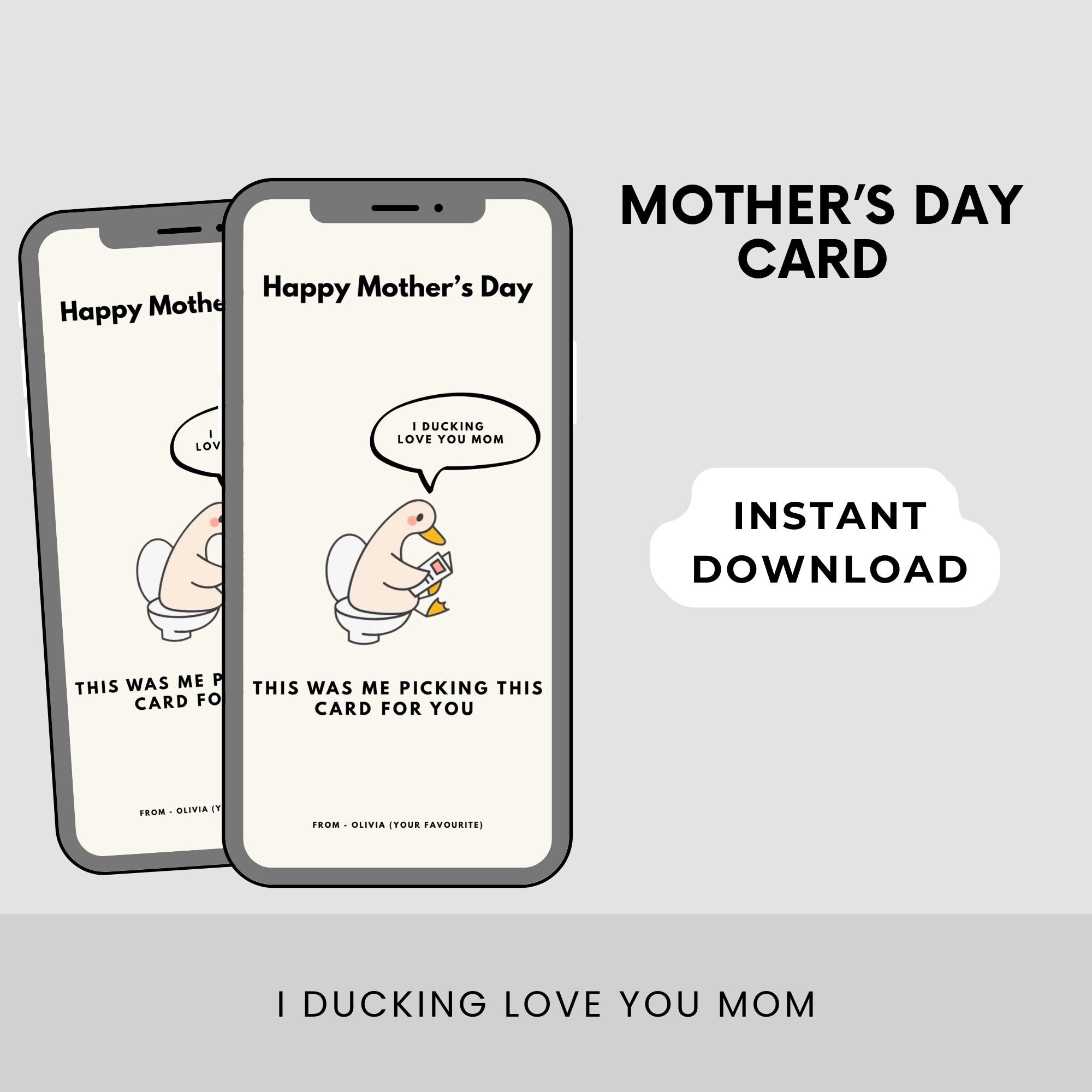 Funny Mothers Day Card for Mom | Printable Digital Canva Template ...