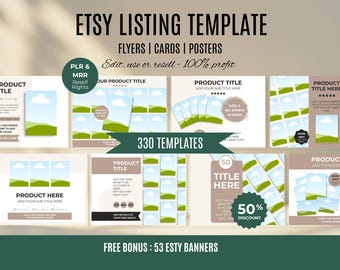 Etsy Listing Mockup Templates, Flyers, Cards, Posters, PLR Editable Canva Designs (Digital Download)