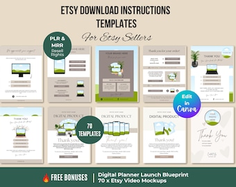 Etsy販売者向けデジタルダウンロード手順テンプレート70種類（PLR/MRR）