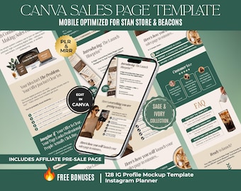 Canva Sales Page Template for Stan Store & Beacons, DFY PLR Digital Download