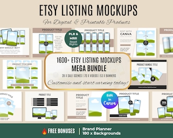 Etsy Listing Mockup Templates Mega Bundle, PLR Canva Editable (Digital Download)