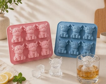 Highland Kuh Eiswürfelform | Silikon-Eiswürfelbehälter für Whisky, Cocktails (6 Vertiefungen)