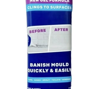 May include: A blue and white tube of mould remover. The label reads "NEW GEL FORMULA" and "BANISH MOULD QUICKLY & EASILY". The tube shows before and after images of mould removal. Made in Korea.