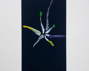 Obra de arte original en acuarela: figura abstracta sobre cartulina negra.