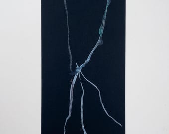 Obra de arte original en acuarela: figura abstracta sobre cartulina negra.