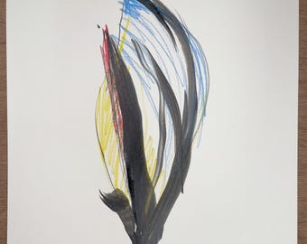 Obra de arte original: Lápiz, acuarela, tinta china, abstracto, firmado, sin enmarcar.