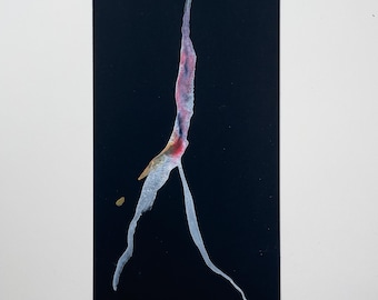Obra de arte original en acuarela: Figura abstracta sobre cartulina negra.