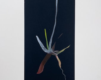 Obra de arte original en acuarela: figura abstracta sobre cartulina negra.