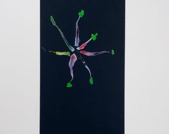 Original Artwork Watercolour: Abstract Figure on Black CardBeing