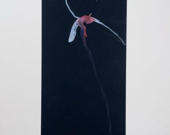 Obra de arte original en acuarela: Figura abstracta sobre cartulina negra.