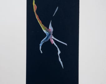 Obra de arte original en acuarela: Figura abstracta sobre cartulina negra.