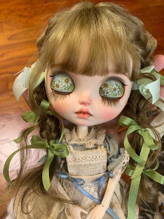 Blythe Doll Eyelid Pull Ring Set, Spring Daisy Floral Eye Parts 1/6