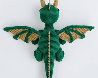 Emerald Dragon Amigurumi Crochet Pattern, Fantasy Plush Tutorial (PDF Download)