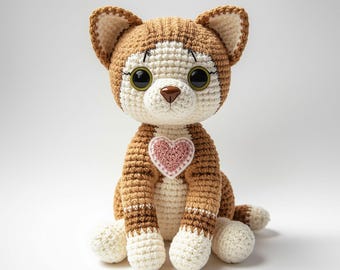 Tabby Kitten Amigurumi Crochet Pattern, Kawaii Cat Plush Tutorial (PDF Download)