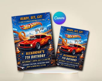 Hot Wheels Race Car Birthday Invitation | Editable Kids Party Invite (Digital Download)