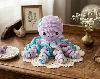 Pastel Crochet Octopus Pattern | Amigurumi Sea Plush Tutorial (PDF Download)