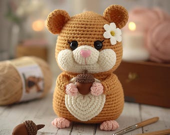 Honey Cream Hamster Amigurumi Crochet Pattern PDF, Kawaii Animal Plush Tutorial (Digital Download)