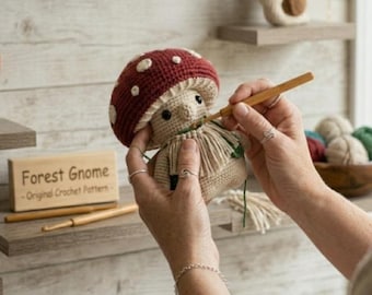 Crochet Mushroom Gnome Pattern, Woodland Amigurumi Decor (PDF Download)