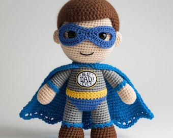 Super Dad Amigurumi Crochet Pattern, Superhero Dad Doll Tutorial (PDF Download)
