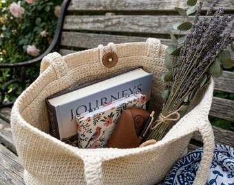 Crochet Granny Square Tote Bag, Boho Market Bag Tutorial (PDF Pattern)