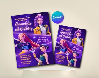 Kpop Birthday Invitation | Neon Dance Party Invite (Digital Download)