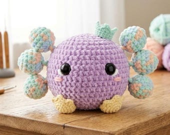 Crochet Axolotl Wall Decor Pattern, Crowned Amigurumi Guide (Digital Download)