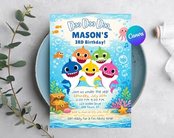 Baby Shark Birthday Invitation | Under the Sea Kids Party (Digital Download)
