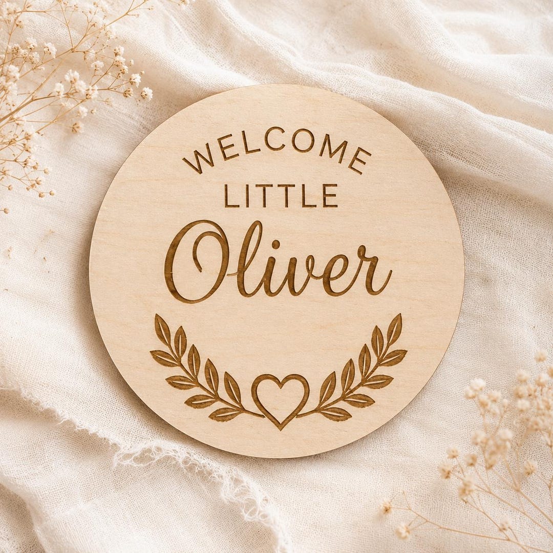 Personalized Wooden Baby Name Sign, Custom Newborn Announcement Plaque ...