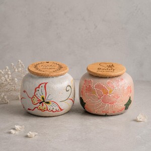 Personalized 6.8oz Ceramic Pet Ashes Urn, Handmade Small Dog or Cat Memorial Keepsake, Custom Name Cremation Urn