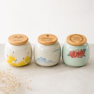 Personalized Handmade Ceramic Pet Ashes Urn, Custom Name Dog or Cat Memorial Keepsake, Small Cremation Urn for Loved Pets