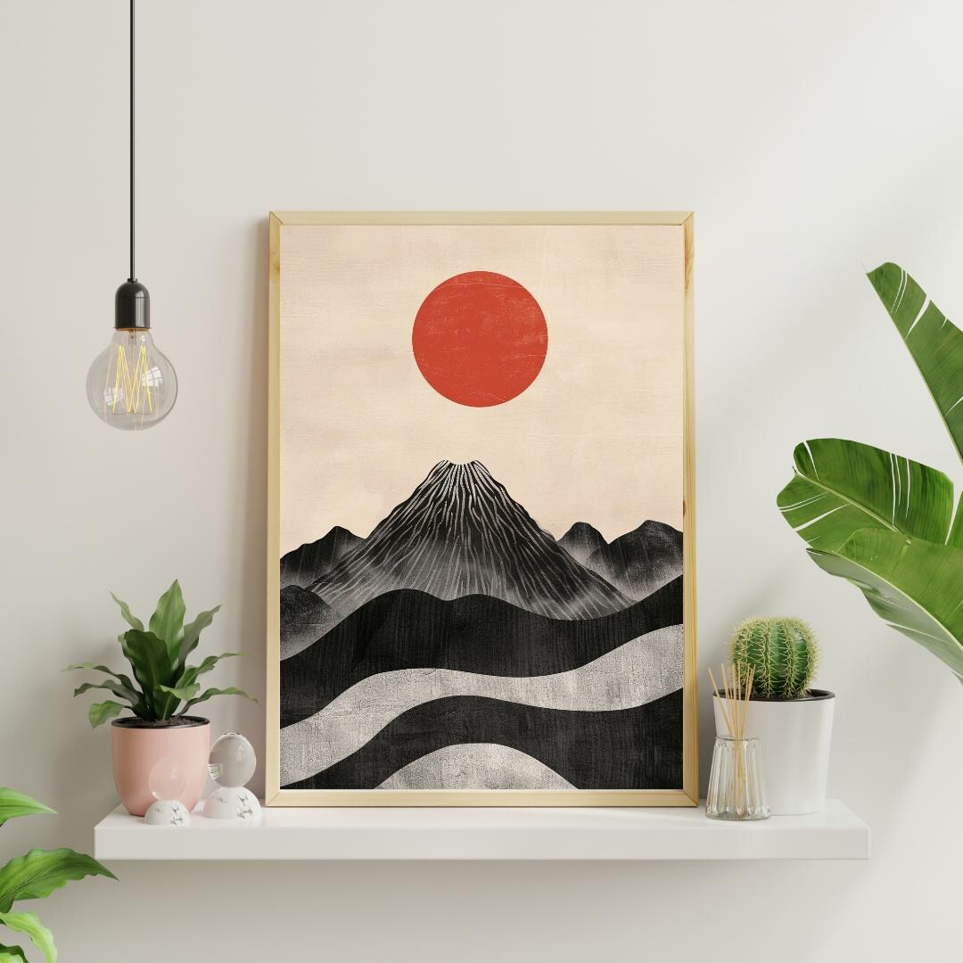 Abstract Mount Fuji Wall Art Poster | Japan‑inspired Minimal Landscape ...