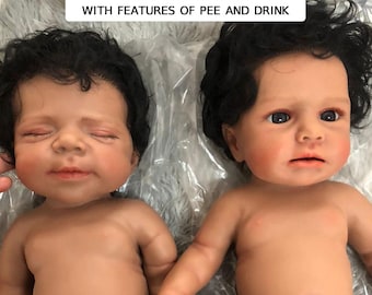 Twin Reborn Baby 22" Handmade Realistic Newborn Silicone Doll, Birthday Gift, Collectible Art Doll, Best Gift for Girl Boy