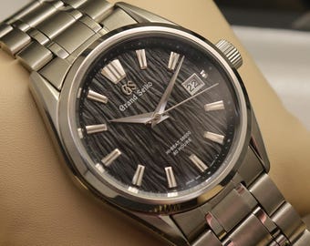 Reloj de pulsera Grand Seiko automático para hombre, esfera negra, 39 mm, reacondicionado por el vendedor. / Regalo para él. / Reloj automático con fecha y esfera negra.