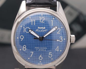 Vintage HMT Pilot Blue Dial Manual Winding Men's Wristwatch. | Vintage Watch for Men's.