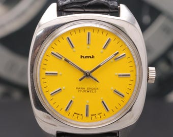 Vintage HMT Yellow Dial Manual Winding Men's Wristwatch. | Vintage Watch for Men's.