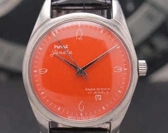 Vintage HMT Janata Orange Dial Manual Winding Men's Wristwatch. | Vintage Watch for Men's.