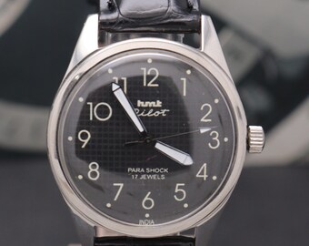 Vintage HMT Pilot Black Dial Manual Winding Men's Wristwatch. | Vintage Watch for Men's.