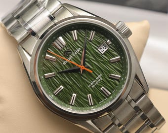 Seller Refurbished Grand Seiko Automatic Green Dial 39 mm Men's Wristwatch. | Gift For Him. | Green Dial Automatic Date Watch.
