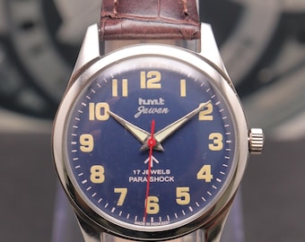 Vintage HMT Jawan Blue Dial Manual Winding Men's Wristwatch. | Vintage Watch for Men's.