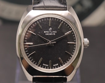 Vintage Breitling Black Dial Manual Winding Men's Wristwatch. | Vintage Watch for Men's.