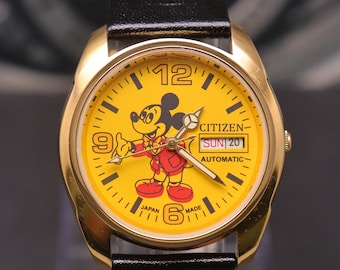 Vintage Citizen Automatic Yellow Dial Mens Wristwatch.